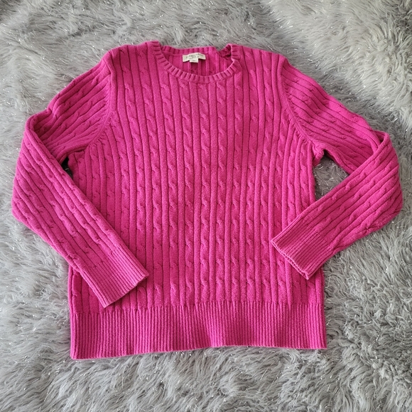 St Johns Bay Classic Womens Cotton Chunky Cable Knit Sweater Pink Petite XL Y2k - Picture 3 of 7